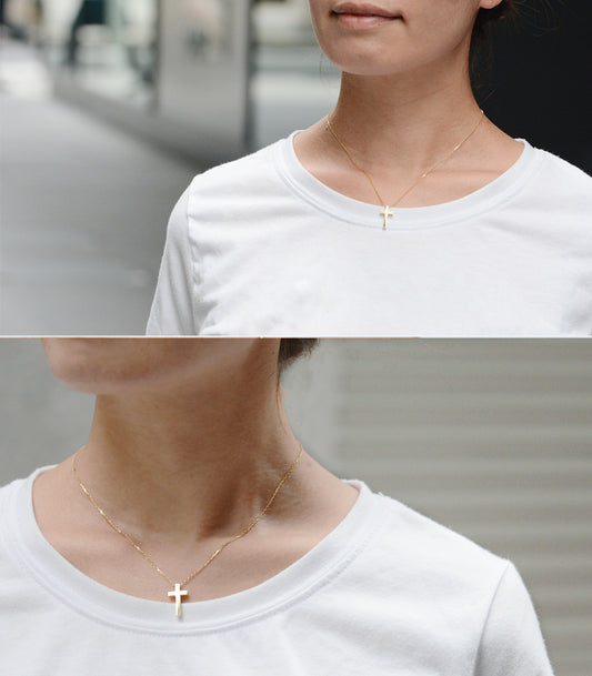 【K18金無垢】日本製 クロスネックレス Lクロス｜Rosso e Blu Jewelry