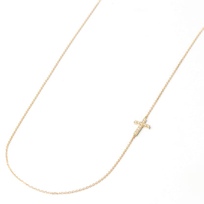 サイド クロス フル ダイヤモンド ネックレス k18 18金 ゴールド