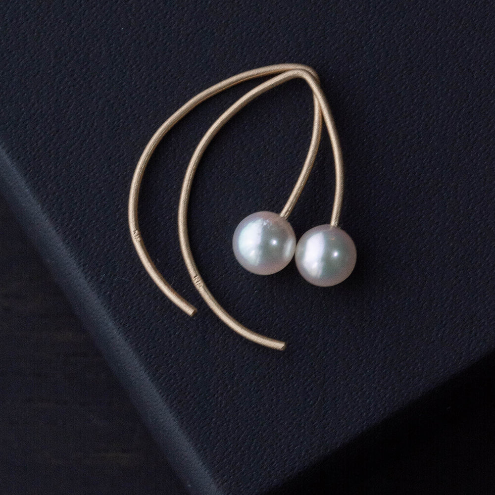 【美品】パールピアス フープピアス K18 あこや真珠 k18 あこや真珠 フープピアス｜大ぶりで上品な存在感のパール