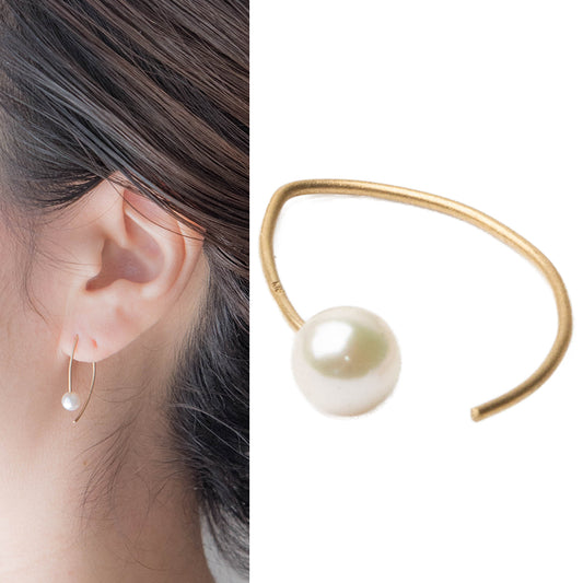 [pearl]k18 あこや真珠 フープピアス アコヤパール 【片耳用】