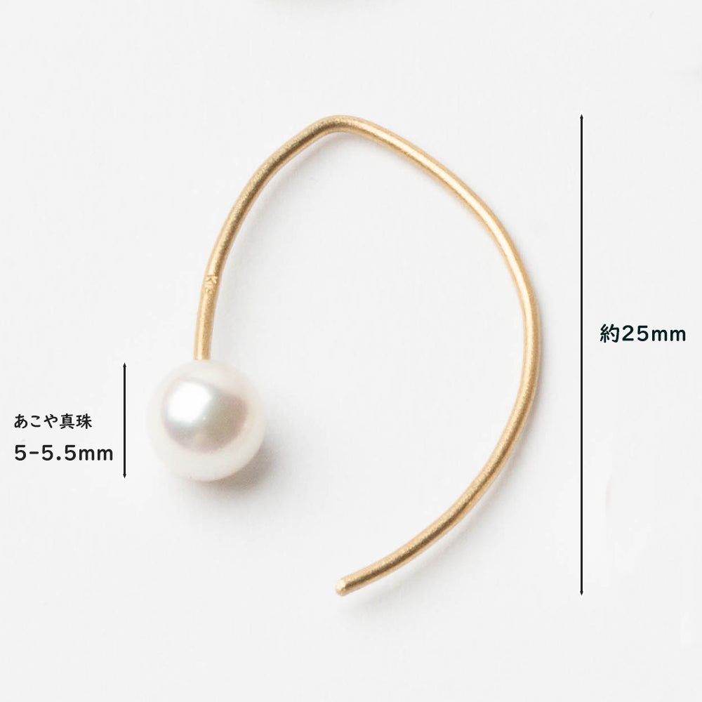 [pearl]k18 あこや真珠 フープピアス アコヤパール 【片耳用】
