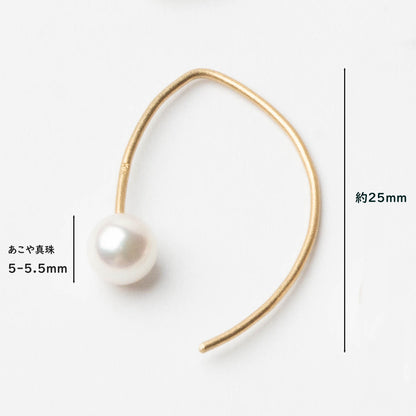 [pearl]k18 あこや真珠 フープピアス アコヤパール 【片耳用】