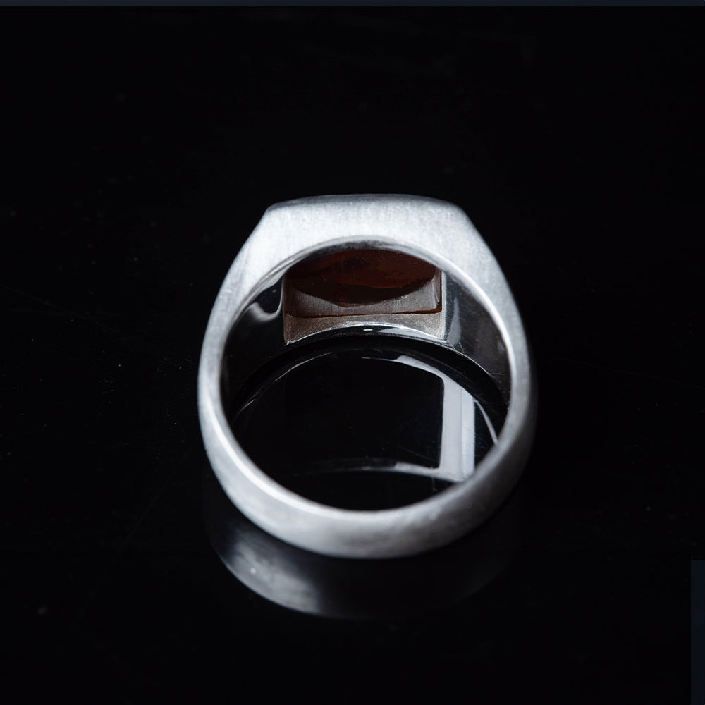 縁起の良い赤富士メノウリング1 | 一点ものメンズシルバーリング19号