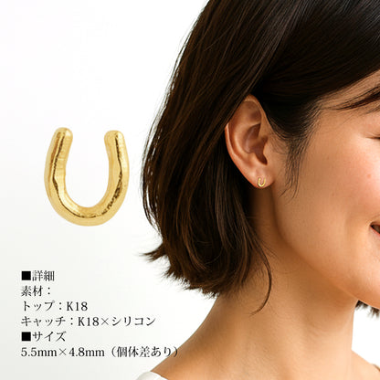 イニシャル ピアス 18金 ゴールド レディース 両耳用 アルファベット ハンドメイド ピアス A E F H J K L M N R S T U Y プッシュギフト